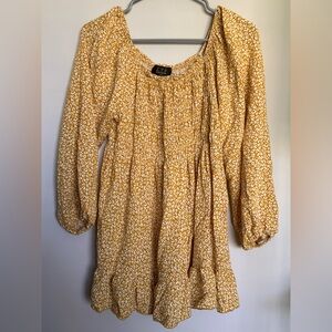 Women's Mustard Floral Peasant Dress